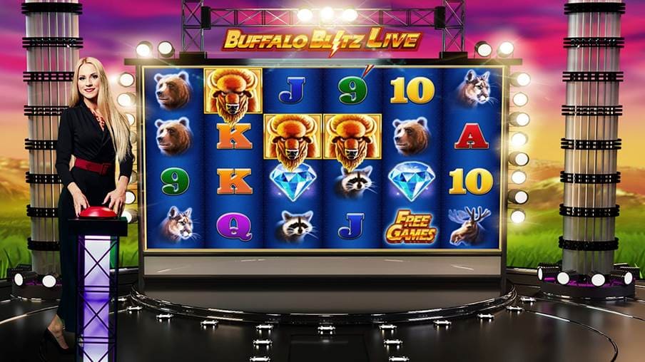 Zrzut ekranu przedstawiający mechanikę slot Buffalo Blitz Live
